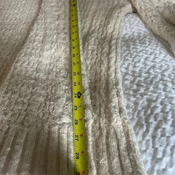 Anthropologie Textured Knit Cardigan | Cozy Ivory Chunky Sweater XL - Picture 6 of 13